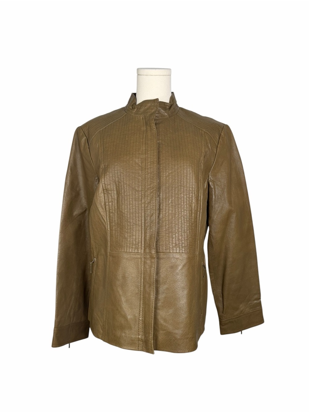 Coldwater Creek Women's Golden Bronze Leather Jacket sz L NWT